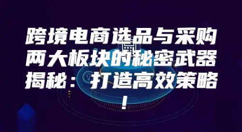 跨境电商选品与采购两大板块的秘密武器揭秘：打造高效策略！
