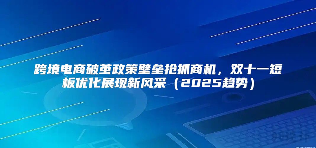 跨境电商破茧政策壁垒抢抓商机，双十一短板优化展现新风采2025趋势