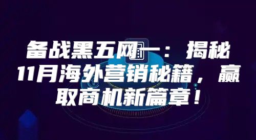 备战黑五网一：揭秘11月海外营销秘籍，赢取商机新篇章！