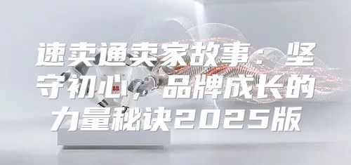 速卖通卖家故事：坚守初心，品牌成长的力量秘诀2025版
