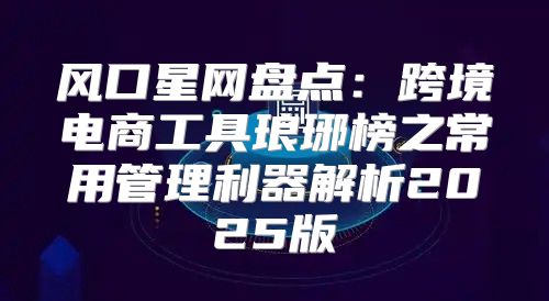 风口星网盘点：跨境电商工具琅琊榜之常用管理利器解析2025版