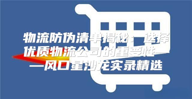 物流防伪清单揭秘：选择优质物流公司的重要性——风口星沙龙实录精选②