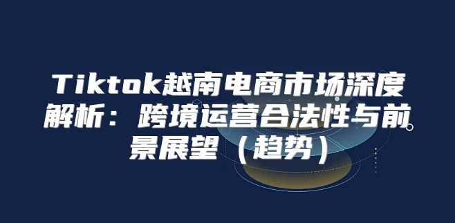 Tiktok越南电商市场深度解析：跨境运营合法性与前景展望趋势