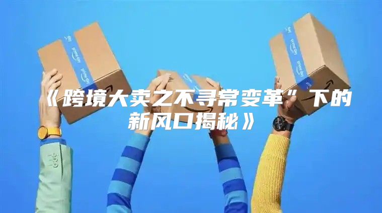 跨境大卖之不寻常变革”下的新风口揭秘