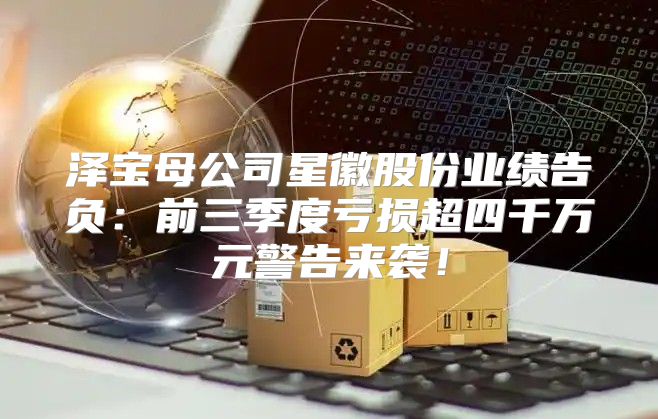 泽宝母公司星徽股份业绩告负：前三季度亏损超四千万元警告来袭！