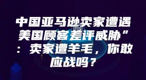 中国亚马逊卖家遭遇美国顾客差评威胁”：卖家遭羊毛，你敢应战吗？