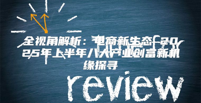 全视角解析：电商新生态 2025年上半年八大产业创富新机缘探寻