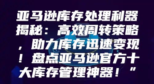 亚马逊库存处理利器揭秘：高效周转策略，助力库存迅速变现！盘点亚马逊官方十大库存管理神器！”