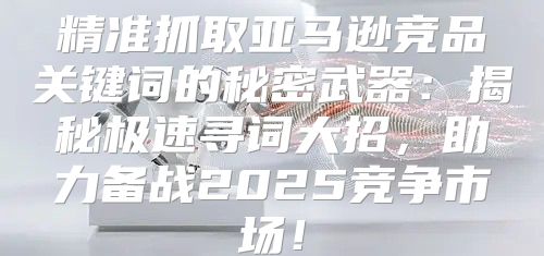 精准抓取亚马逊竞品关键词的秘密武器：揭秘极速寻词大招，助力备战2025竞争市场！