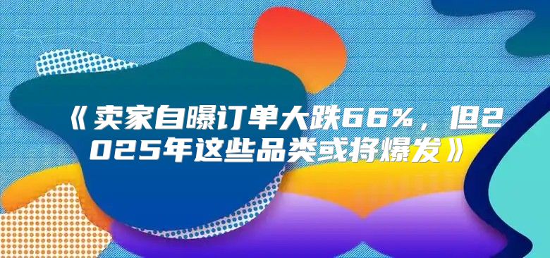 卖家自曝订单大跌66%，但2025年这些品类或将爆发