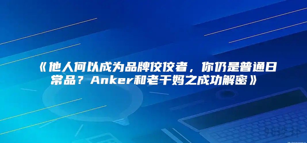 他人何以成为品牌佼佼者，你仍是普通日常品？Anker和老干妈之成功解密