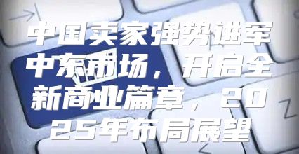 中国卖家强势进军中东市场，开启全新商业篇章，2025年布局展望