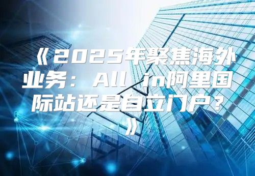 2025年聚焦海外业务：Allin阿里国际站还是自立门户？