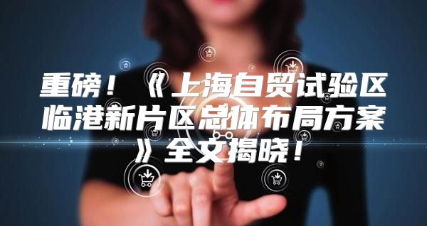 重磅！上海自贸试验区临港新片区总体布局方案全文揭晓！