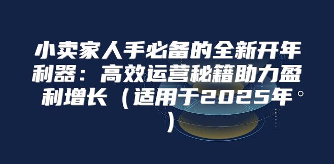 小卖家人手必备的全新开年利器：高效运营秘籍助力盈利增长适用于2025年