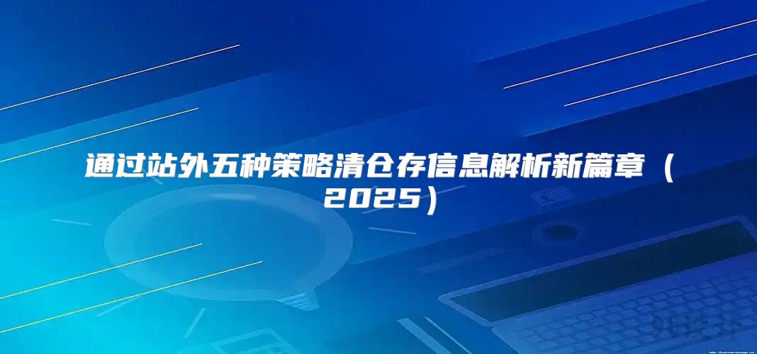 通过站外五种策略清仓存信息解析新篇章2025