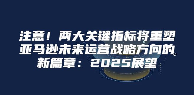 注意！两大关键指标将重塑亚马逊未来运营战略方向的新篇章：2025展望
