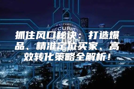 抓住风口秘诀：打造爆品、精准定位买家、高效转化策略全解析！