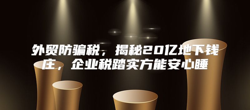 外贸防骗税，揭秘20亿地下钱庄，企业税踏实方能安心睡