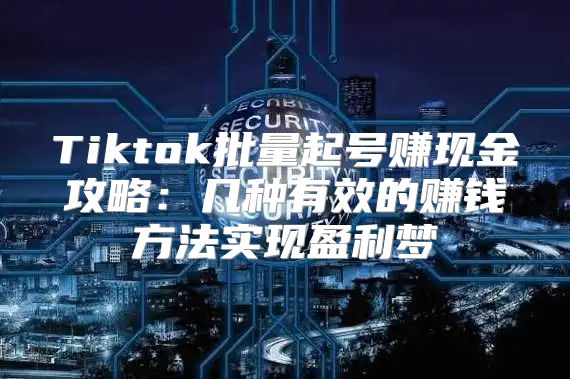 Tiktok批量起号赚现金攻略：几种有效的赚钱方法实现盈利梦