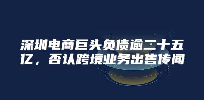 深圳电商巨头负债逾二十五亿，否认跨境业务出售传闻