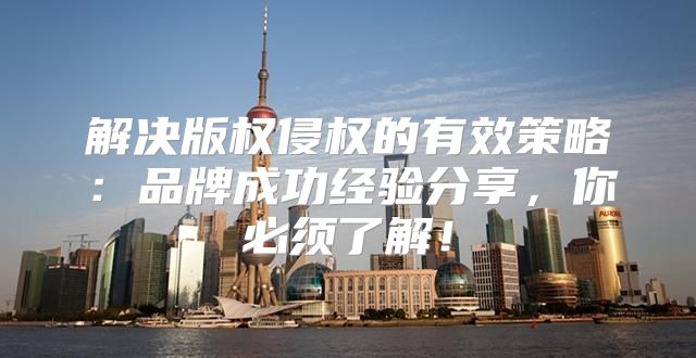 解决版权侵权的有效策略：品牌成功经验分享，你必须了解！
