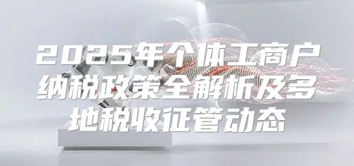 2025年个体工商户纳税政策全解析及多地税收征管动态