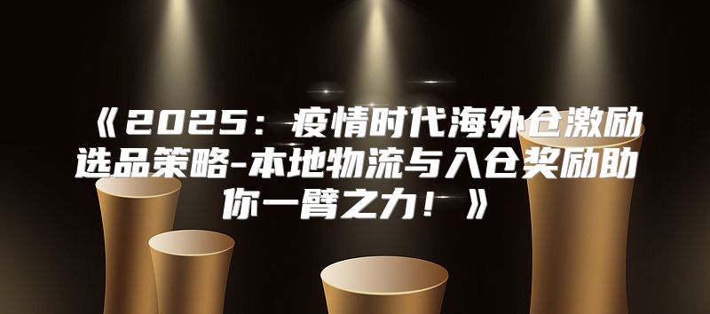 2025疫情时代海外仓激励选品策略-本地物流与入仓奖励助你一臂之力！