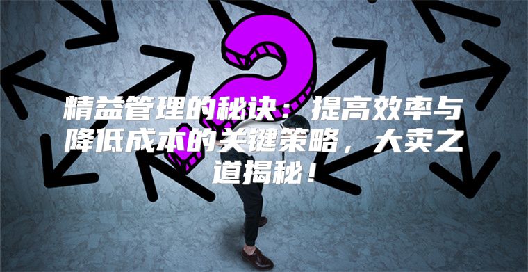 精益管理的秘诀：提高效率与降低成本的关键策略，大卖之道揭秘！