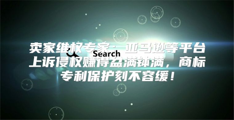 卖家维权专家：亚马逊等平台上诉侵权赚得盆满钵满，商标专利保护刻不容缓！