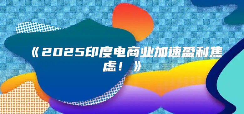 2025印度电商业加速盈利焦虑！