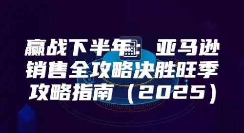 赢战下半年：亚马逊销售全攻略决胜旺季攻略指南2025