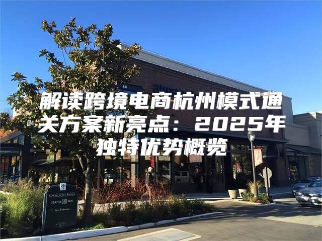 解读跨境电商杭州模式通关方案新亮点：2025年独特优势概览