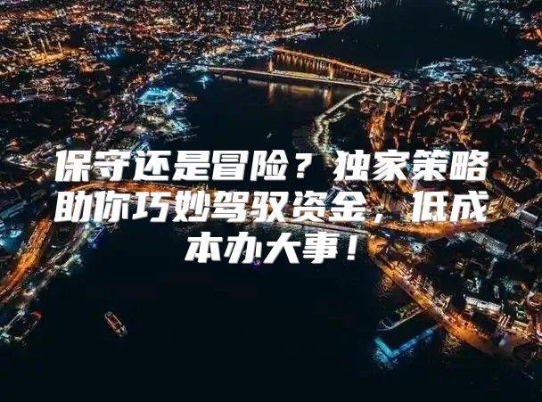保守还是冒险？独家策略助你巧妙驾驭资金，低成本办大事！