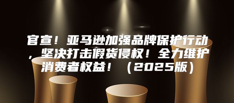 官宣！亚马逊加强品牌保护行动，坚决打击假货侵权！全力维护消费者权益！2025版