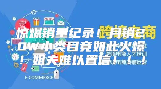 惊爆销量纪录！月销20W小类目竟如此火爆！姐夫难以置信！！！