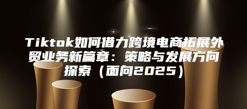 Tiktok如何借力跨境电商拓展外贸业务新篇章：策略与发展方向探索面向2025