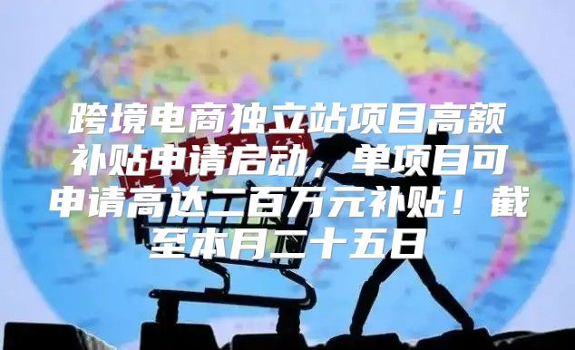 跨境电商独立站项目高额补贴申请启动，单项目可申请高达二百万元补贴！截至本月二十五日
