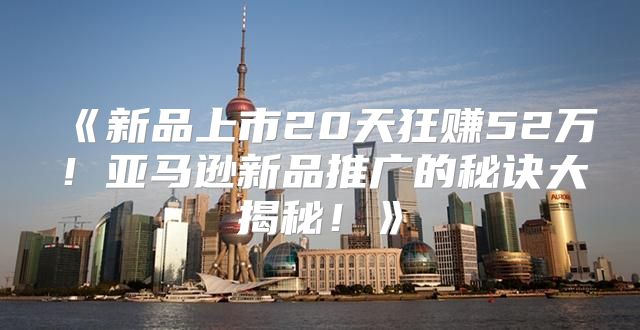 新品上市20天狂赚52万！亚马逊新品推广的秘诀大揭秘！