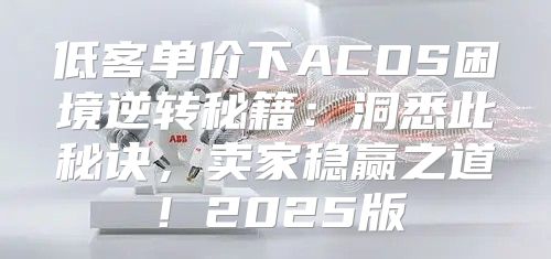 低客单价下ACOS困境逆转秘籍：洞悉此秘诀，卖家稳赢之道！2025版
