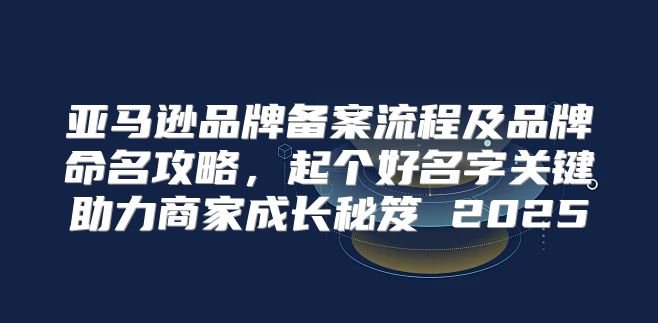 亚马逊品牌备案流程及品牌命名攻略，起个好名字关键助力商家成长秘笈 2025