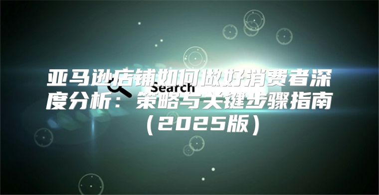 亚马逊店铺如何做好消费者深度分析：策略与关键步骤指南2025版