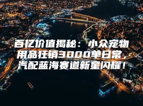 百亿价值揭秘：小众宠物用品狂销3000单日常，汽配蓝海赛道新星闪耀！