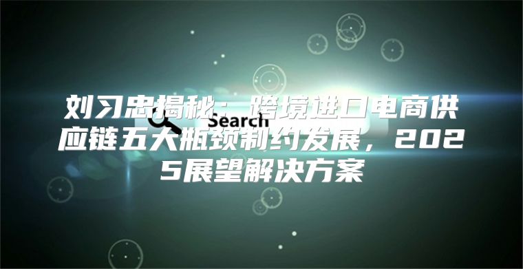 刘习忠揭秘：跨境进口电商供应链五大瓶颈制约发展，2025展望解决方案