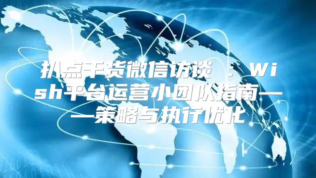 扒点干货微信访谈⑤：Wish平台运营小团队指南——策略与执行优化
