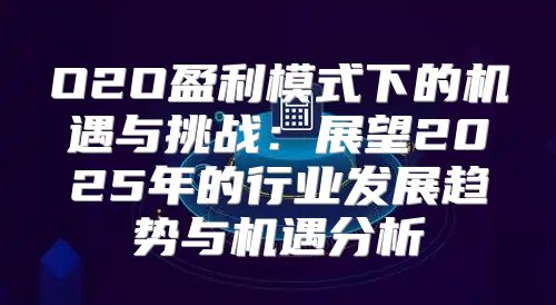 O2O盈利模式下的机遇与挑战：展望2025年的行业发展趋势与机遇分析