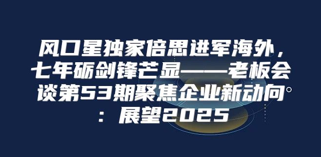 风口星独家倍思进军海外，七年砺剑锋芒显——老板会谈第53期聚焦企业新动向：展望2025