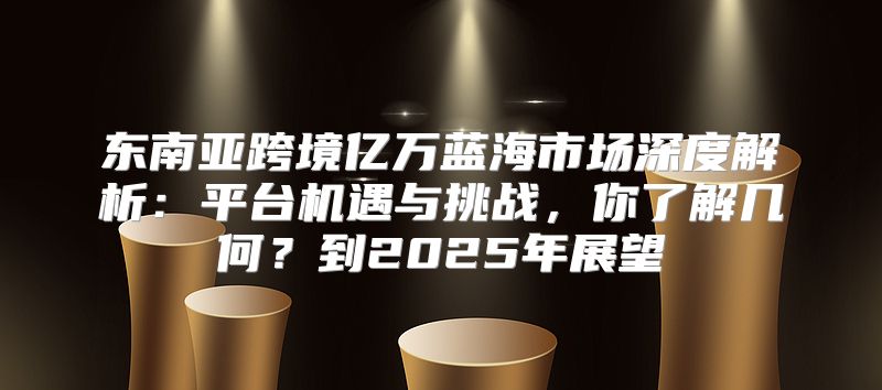 东南亚跨境亿万蓝海市场深度解析：平台机遇与挑战，你了解几何？到2025年展望