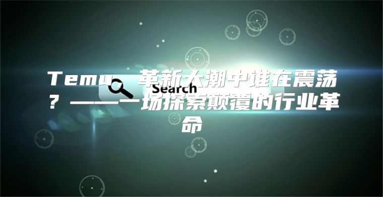 Temu，革新大潮中谁在震荡？——一场探索颠覆的行业革命