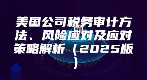 美国公司税务审计方法、风险应对及应对策略解析2025版